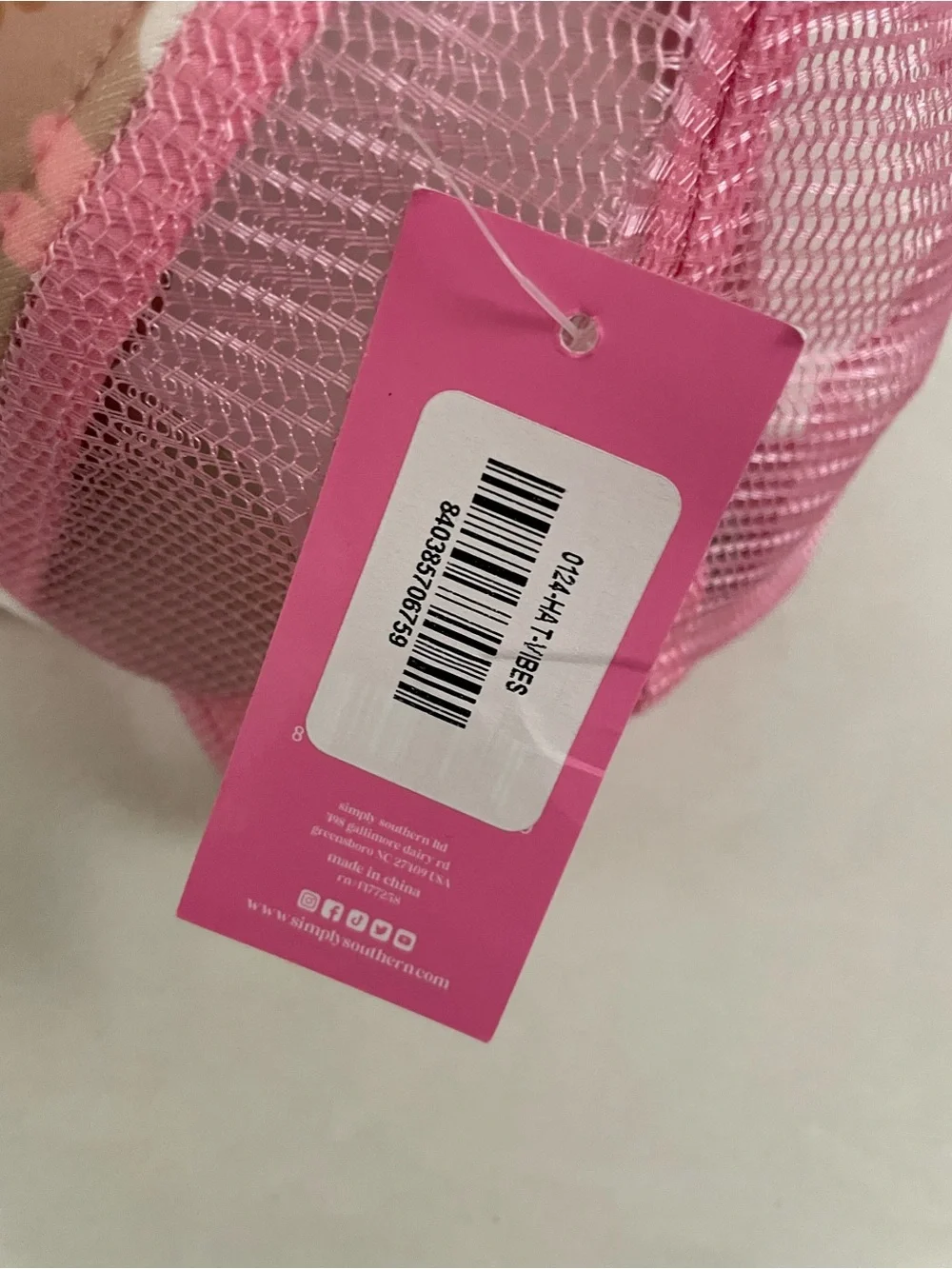 Simply Southern NWT Pink 'Good Vibes' Floral Trucker Hat